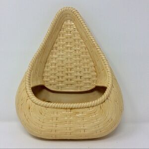 Vintage large ceramic basket wall pocket